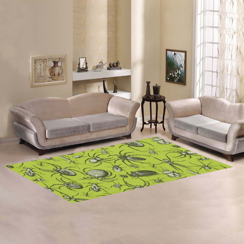 insects spiders creepy crawlers halloween green Area Rug 7'x3'3''