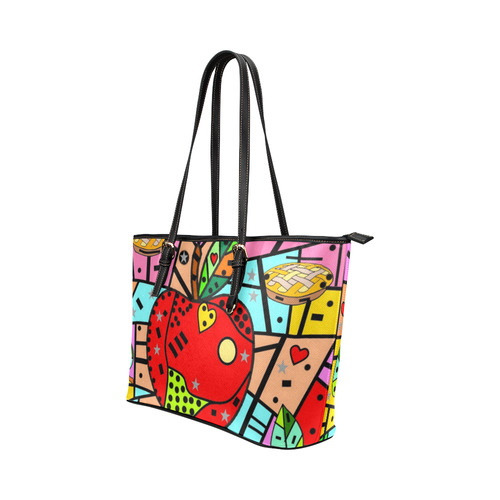 Apple Popart by Nico Bielow Leather Tote Bag/Small (Model 1651)