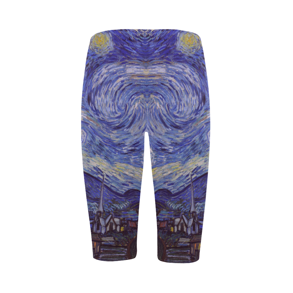 Vincent Van Gogh Starry Night Hestia Cropped Leggings (Model L03)