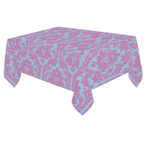 autumn fall colors pink blue damask Cotton Linen Tablecloth 60"x 84"