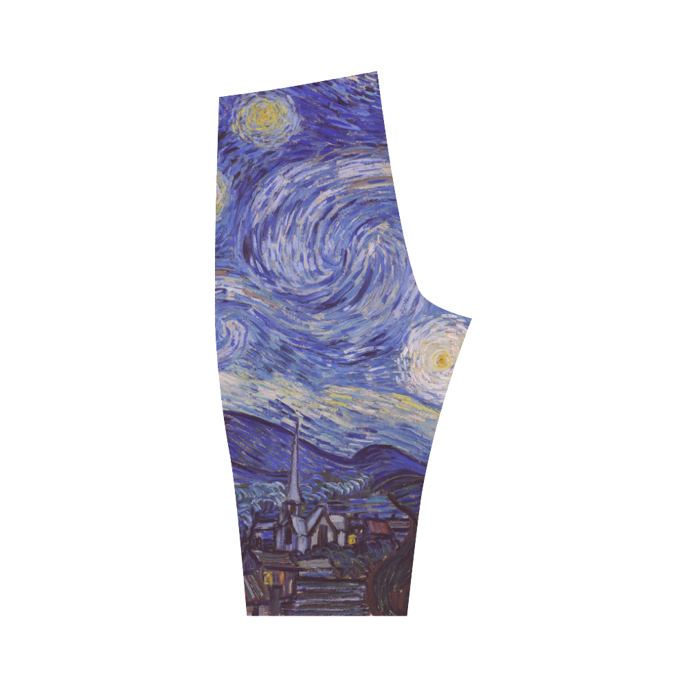 Vincent Van Gogh Starry Night Hestia Cropped Leggings (Model L03)