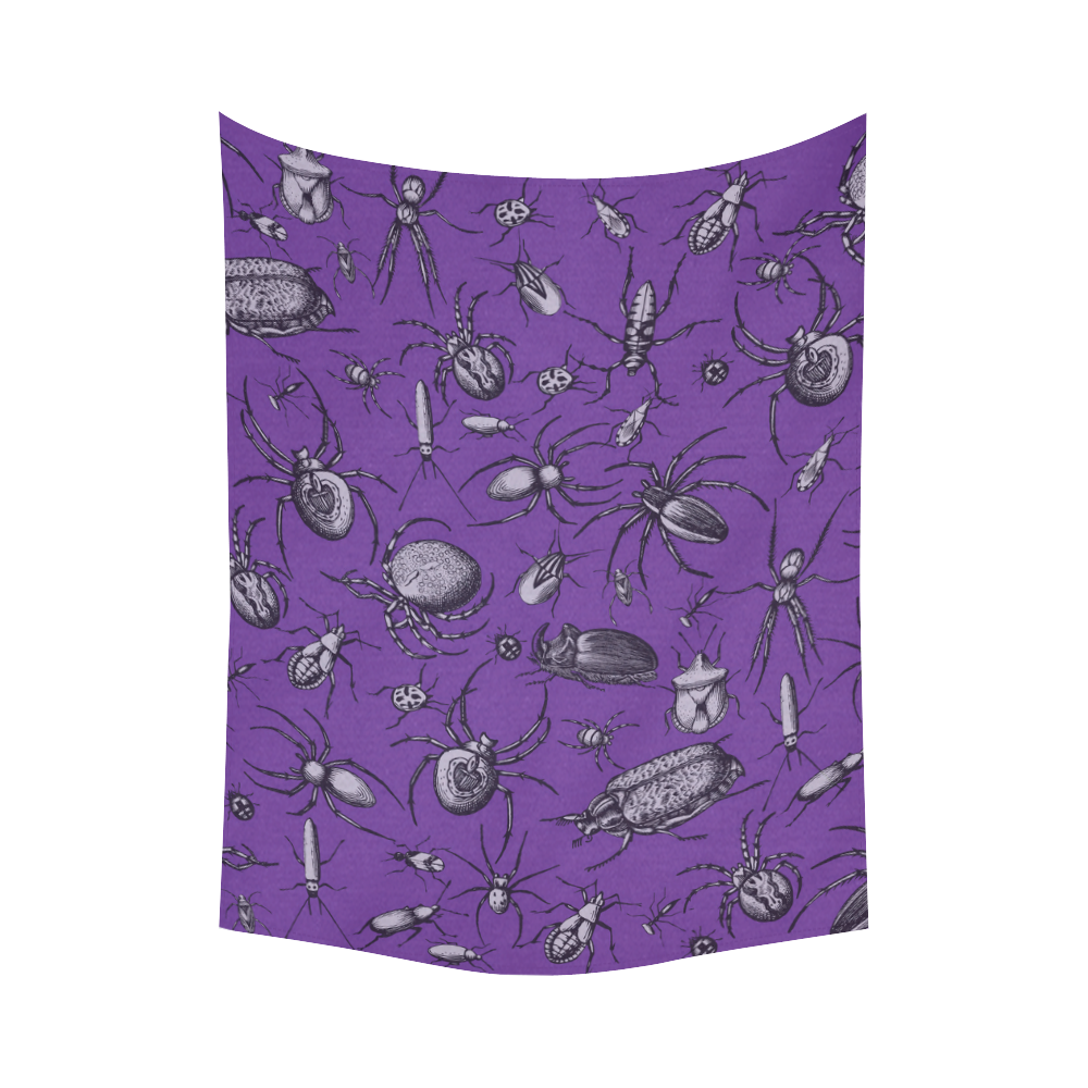 spiders creepy crawlers insects purple halloween Cotton Linen Wall Tapestry 60"x 80"
