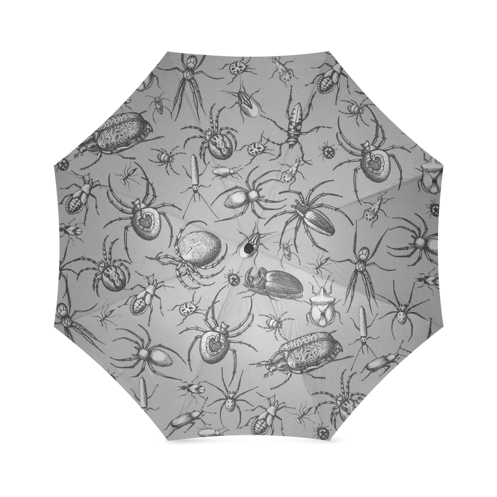 beetles spiders creepy crawlers insects grey Foldable Umbrella (Model U01)