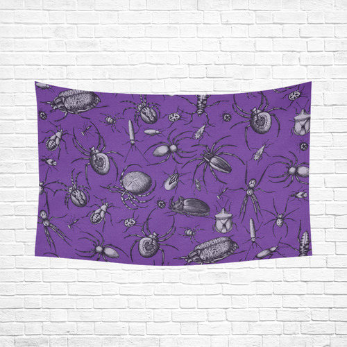 spiders creepy crawlers insects purple halloween Cotton Linen Wall Tapestry 90"x 60"