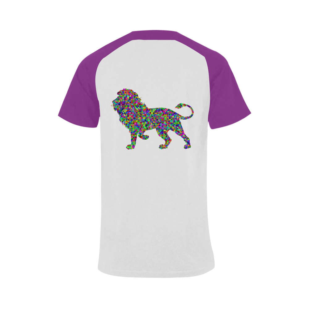 Abstract Triangle Lion Purple Men's Raglan T-shirt Big Size (USA Size) (Model T11)
