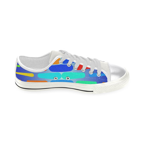 Colorful shapes on a blue background Canvas Women's Shoes/Large Size (Model 018)