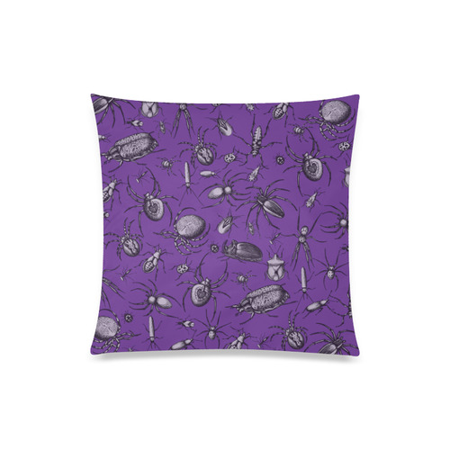 spiders creepy crawlers insects purple halloween Custom Zippered Pillow Case 20"x20"(Twin Sides)