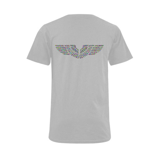 Abstract Triangle Eagle Wings Grey Men's V-Neck T-shirt  Big Size(USA Size) (Model T10)