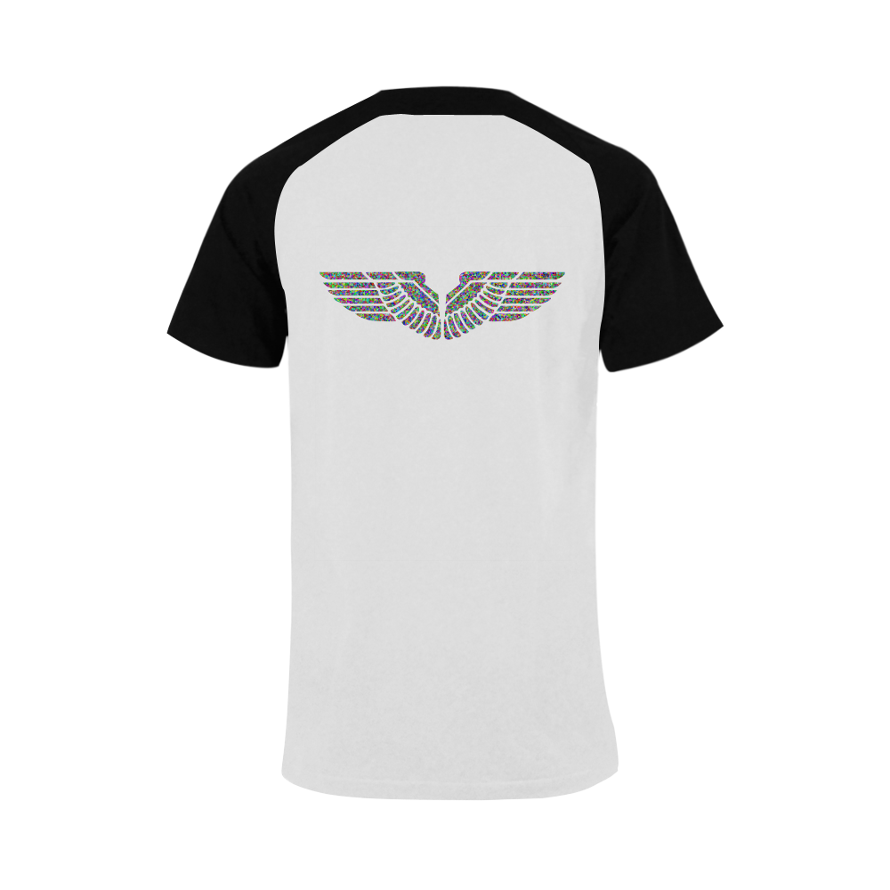 Abstract Triangle Eagle Wings Black Men's Raglan T-shirt Big Size (USA Size) (Model T11)