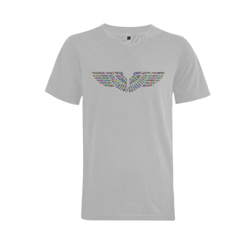 Abstract Triangle Eagle Wings Grey Men's V-Neck T-shirt  Big Size(USA Size) (Model T10)