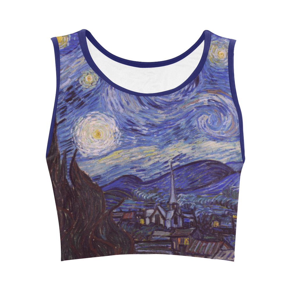 Vincent Van Gogh Starry Night Women's Crop Top (Model T42)