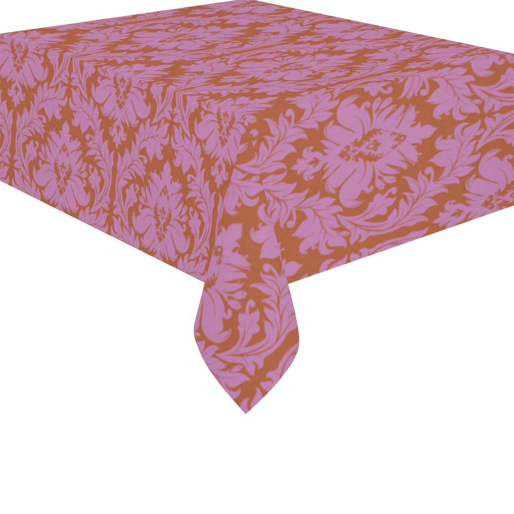 autumn fall colors pink red damask Cotton Linen Tablecloth 52"x 70"