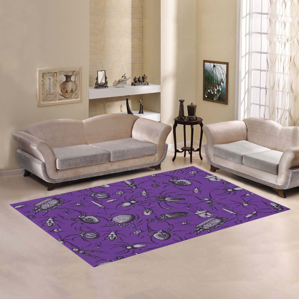spiders creepy crawlers insects purple halloween Area Rug7'x5'