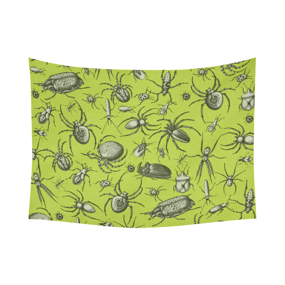 insects spiders creepy crawlers halloween green Cotton Linen Wall Tapestry 80"x 60"