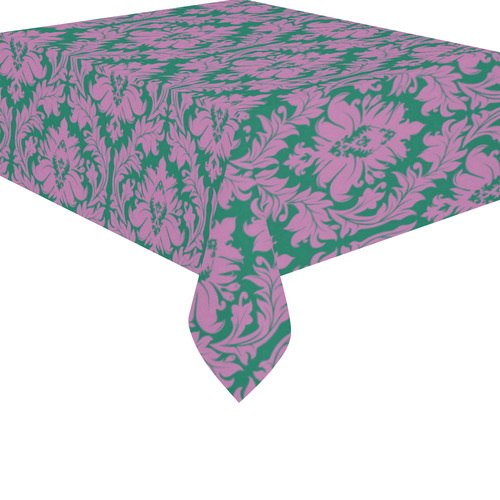 autumn fall colors purple green damask Cotton Linen Tablecloth 52"x 70"