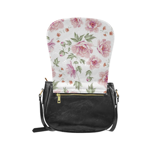 Beautiful Vintage Floral Pattern Classic Saddle Bag/Large (Model 1648)