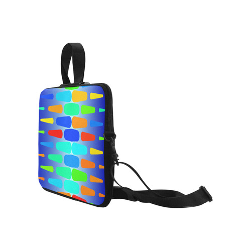 Colorful shapes on a blue background Laptop Handbags 17"