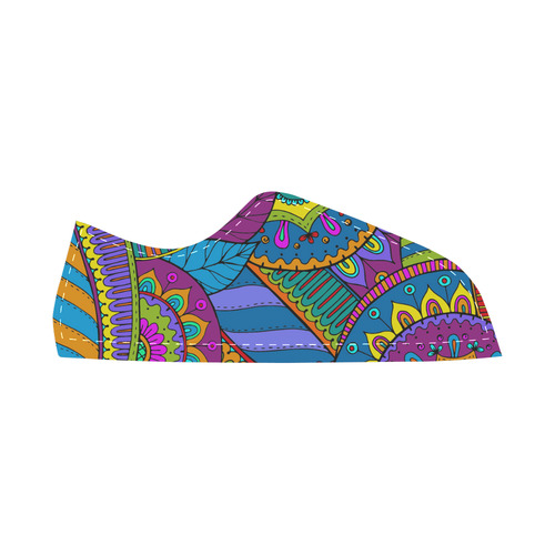 Pop Art PAISLEY Ornaments Pattern multicolored Canvas Shoes for Women/Large Size (Model 016)