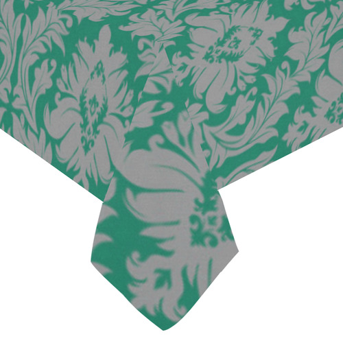 autumn fall colors green grey damask Cotton Linen Tablecloth 60"x120"