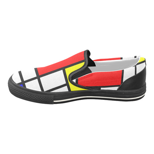 Mosaic DE STIJL Style black yellow red blue Men's Unusual Slip-on Canvas Shoes (Model 019)