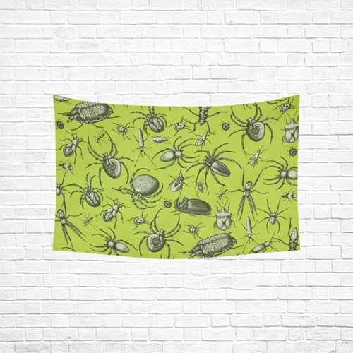 insects spiders creepy crawlers halloween green Cotton Linen Wall Tapestry 60"x 40"