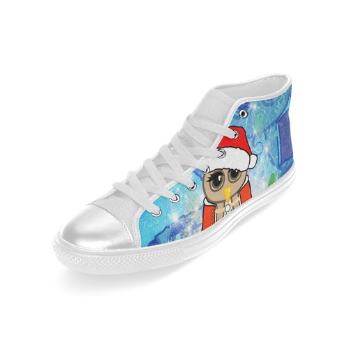 Christmas owls High Top Canvas Women's Shoes/Large Size (Model 017)