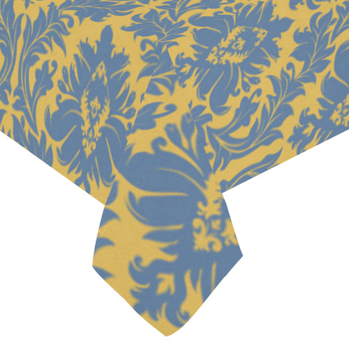 autumn fall colors yellow blue damask Cotton Linen Tablecloth 60"x120"