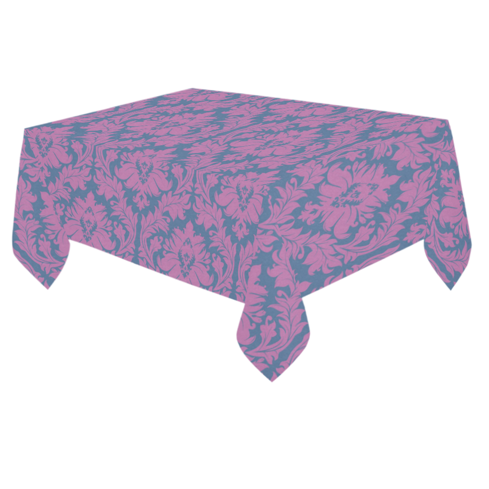 autumn fall colors pink blue damask pattern Cotton Linen Tablecloth 60"x 84"