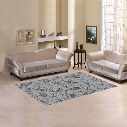 beetles spiders creepy crawlers insects grey Area Rug 5'x3'3''