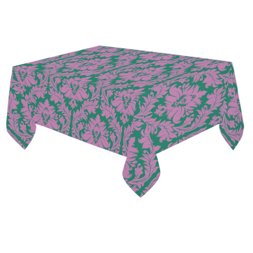 autumn fall colors purple green damask Cotton Linen Tablecloth 60"x 84"