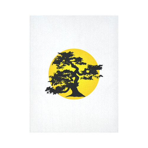 Bonsai Tree Sun Cotton Linen Wall Tapestry 60"x 80"