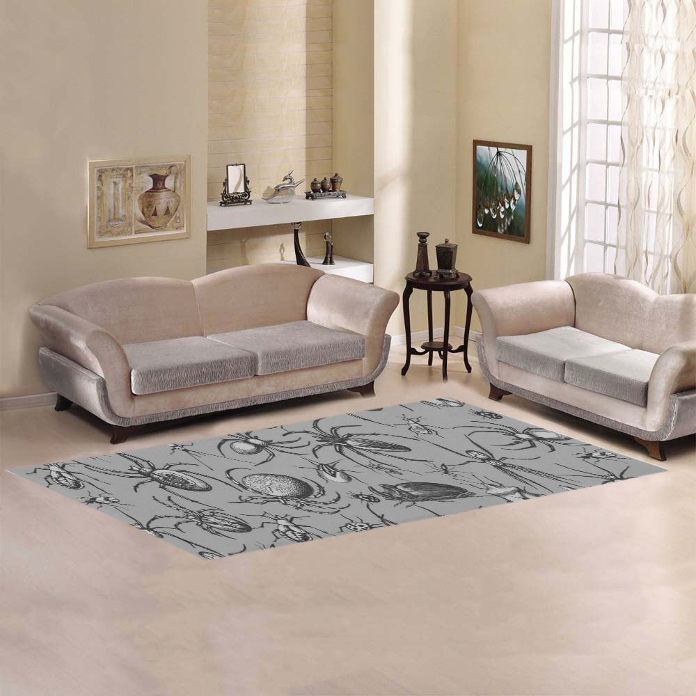 beetles spiders creepy crawlers insects grey Area Rug 9'6''x3'3''