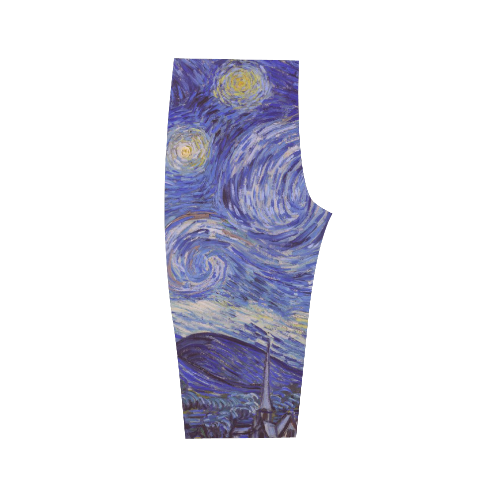 Vincent Van Gogh Starry Night Hestia Cropped Leggings (Model L03)