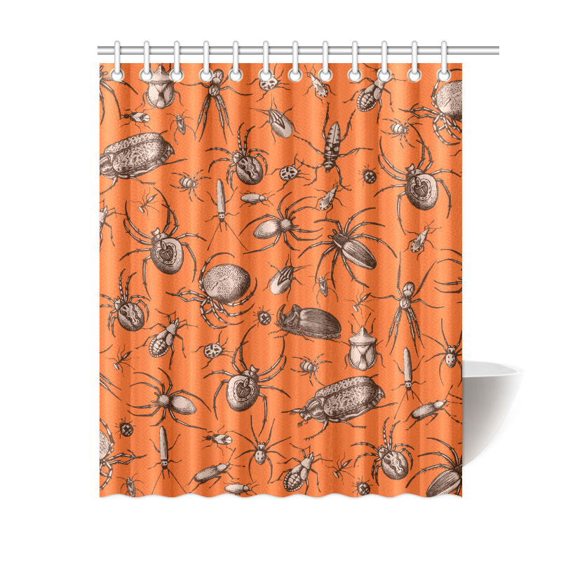 beetles spiders creepy crawlers insects halloween Shower Curtain 60"x72"