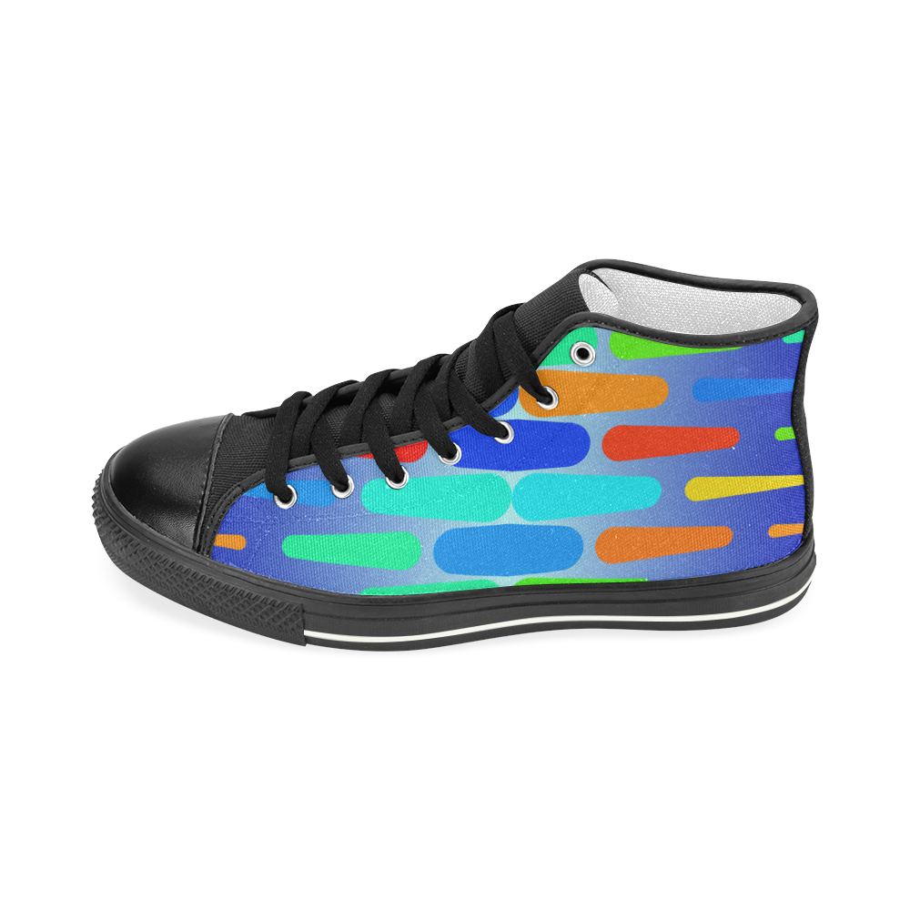 Colorful shapes on a blue background Women's Classic High Top Canvas Shoes (Model 017)