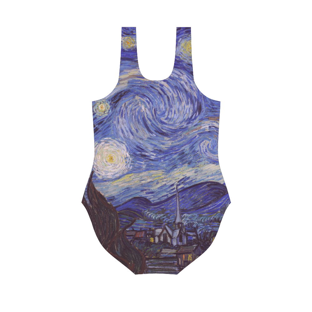 Vincent Van Gogh Starry Night Vest One Piece Swimsuit (Model S04)