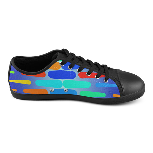 Colorful shapes on a blue background Canvas Shoes for Women/Large Size (Model 016)