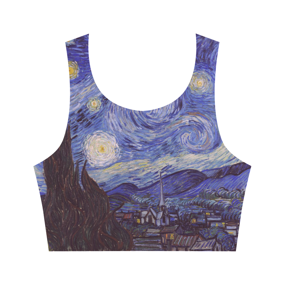 Vincent Van Gogh Starry Night Women's Crop Top (Model T42)