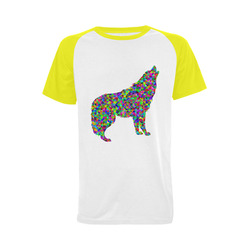 Abstract Triangle Wolf Yellow Men's Raglan T-shirt Big Size (USA Size) (Model T11)