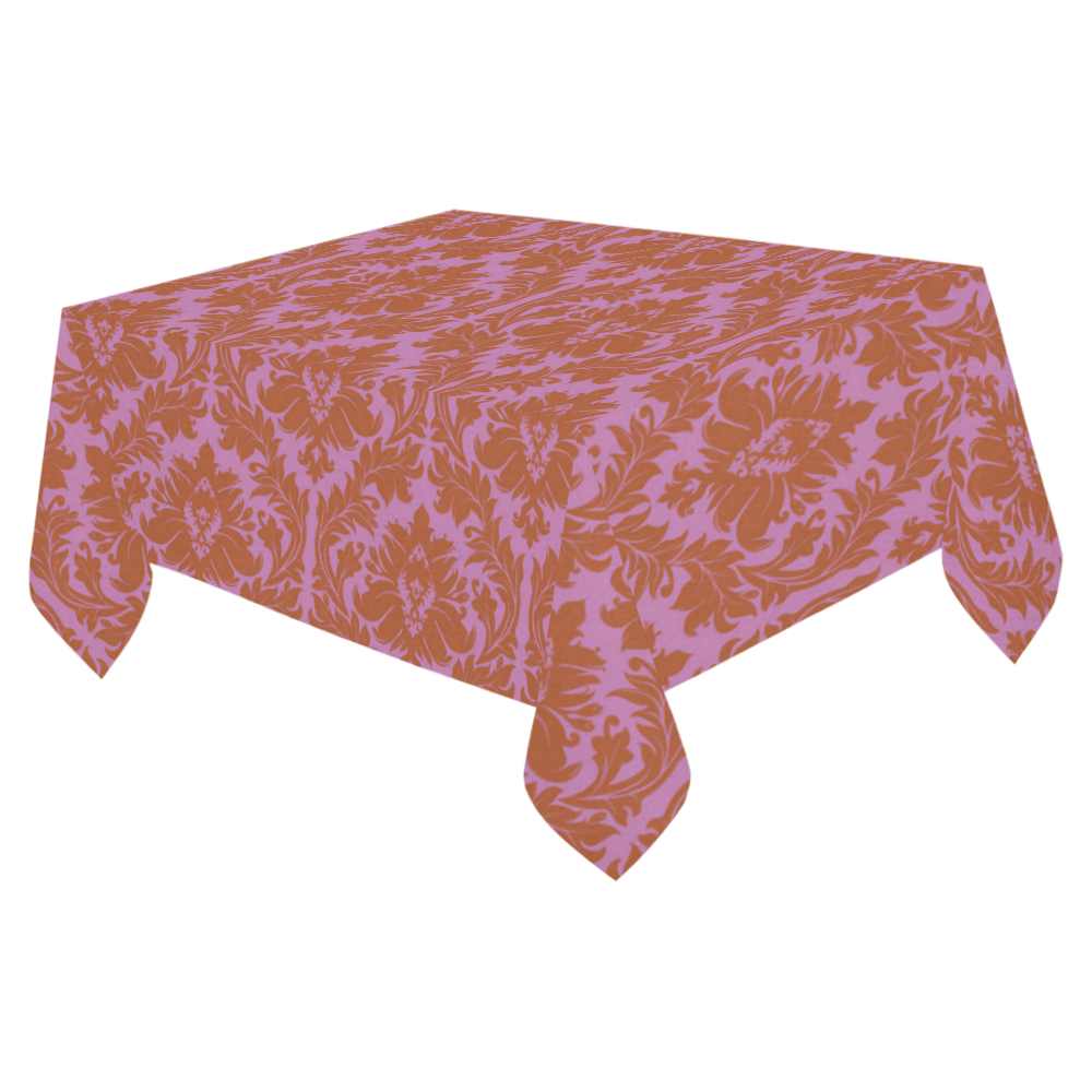 autumn fall colors pink red damask Cotton Linen Tablecloth 52"x 70"