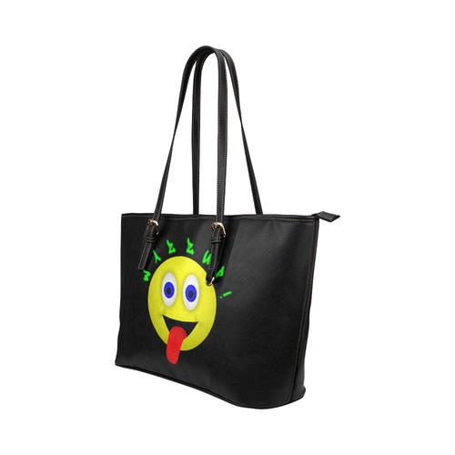 Wazzup Funny Smiley Leather Tote Bag/Large (Model 1651)