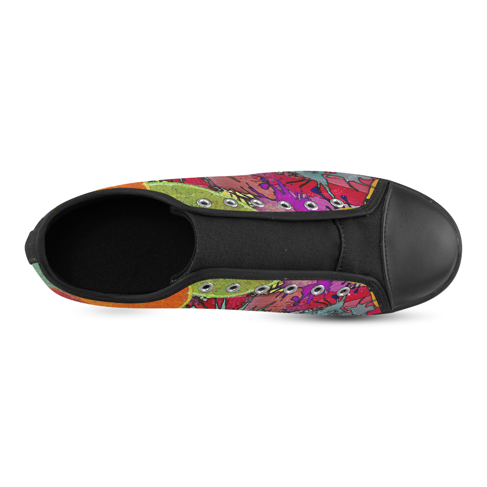 Pop Art Pattern Mix ORANGES SPLASHES multicolored Canvas Shoes for Women/Large Size (Model 016)