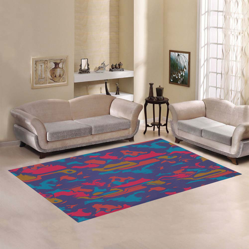 Chaos in retro colors Area Rug7'x5'