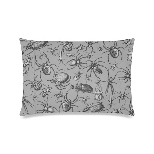 beetles spiders creepy crawlers insects grey Custom Zippered Pillow Case 16"x24"(Twin Sides)