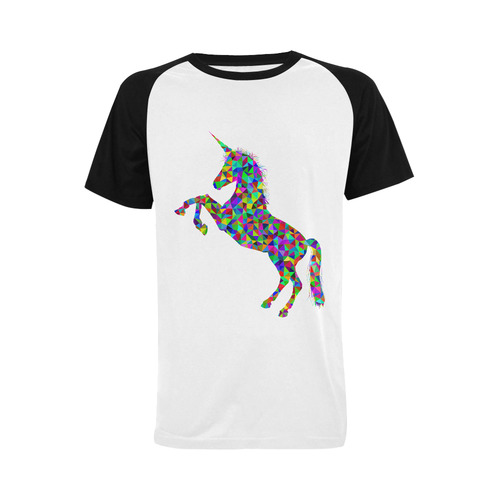 Abstract Triangle Unicorn Black Men's Raglan T-shirt Big Size (USA Size) (Model T11)