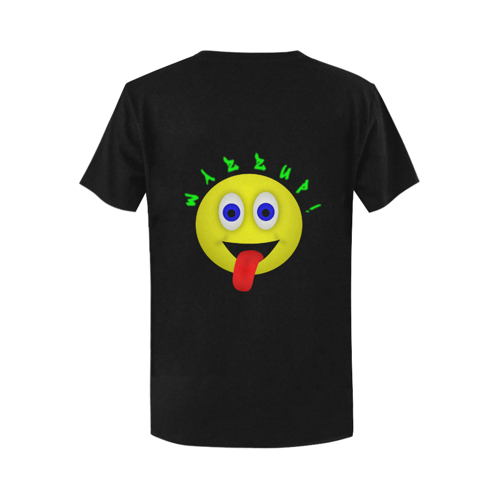 Wazzup Funny Smiley Women's T-Shirt in USA Size (Two Sides Printing)