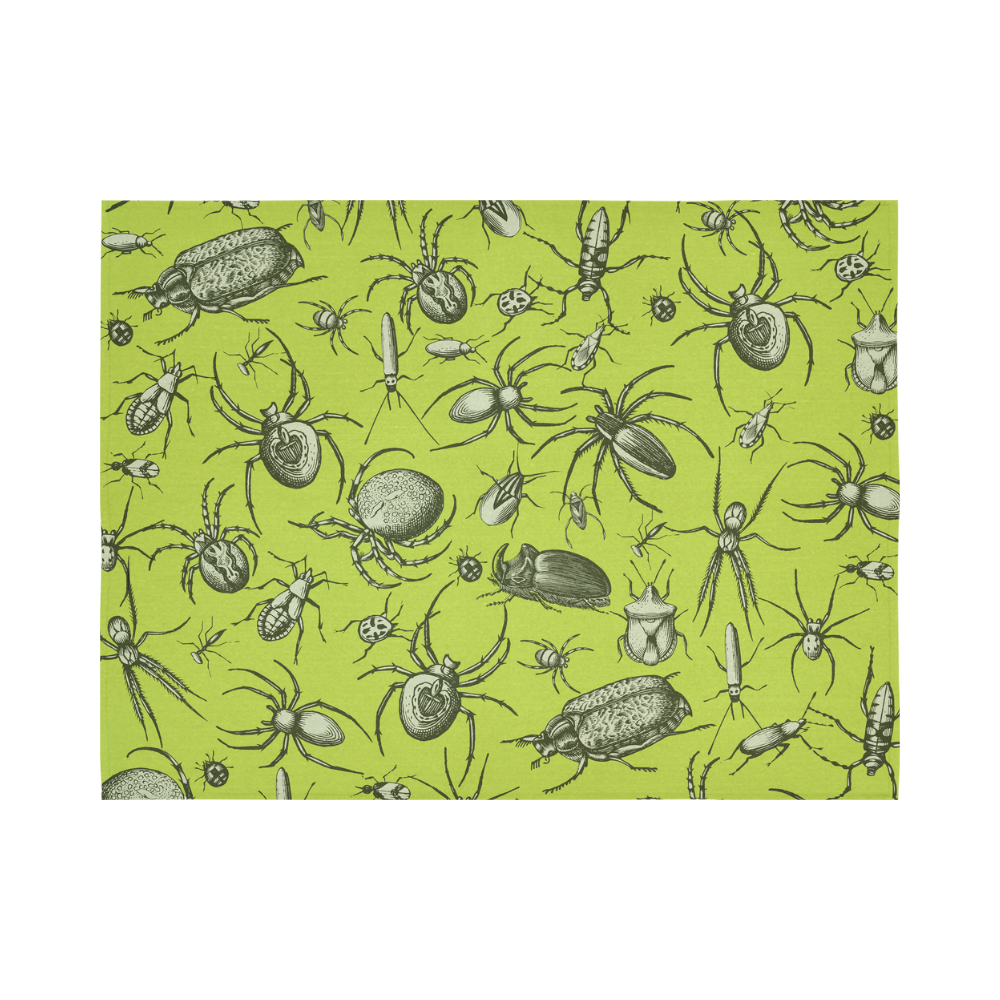 insects spiders creepy crawlers halloween green Cotton Linen Wall Tapestry 80"x 60"