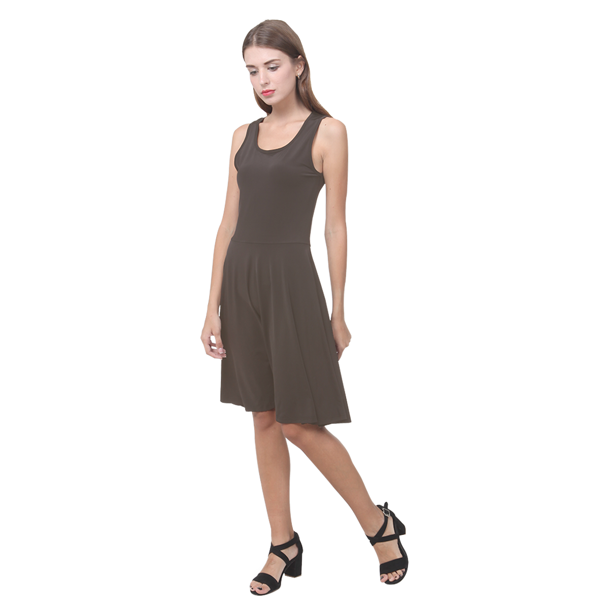 Brown Atalanta Casual Sundress(Model D04)