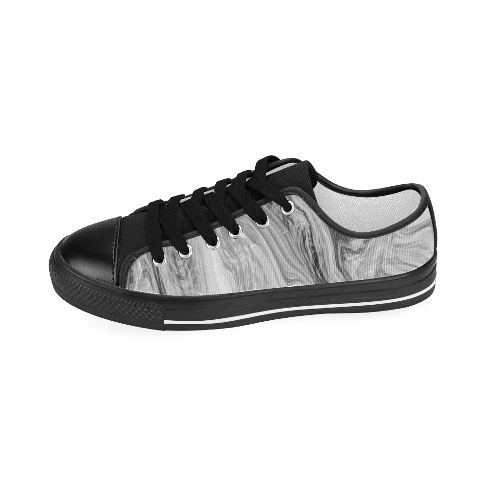 Black and White Swirly Men's Classic Canvas Shoes (Model 018)