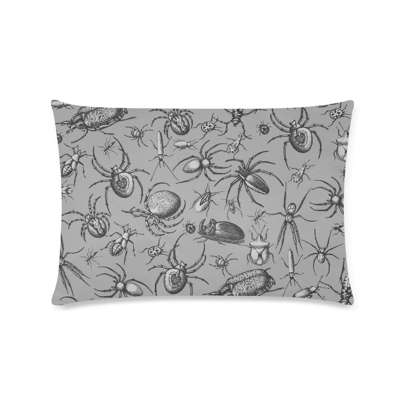 beetles spiders creepy crawlers insects grey Custom Zippered Pillow Case 16"x24"(Twin Sides)